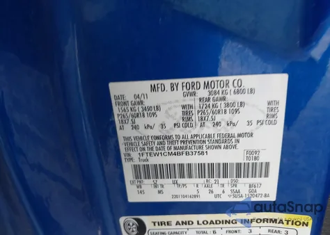 2011 Ford F-150 Xlt from USA, damaged, VIN 1FTEW1CM4BFB37581